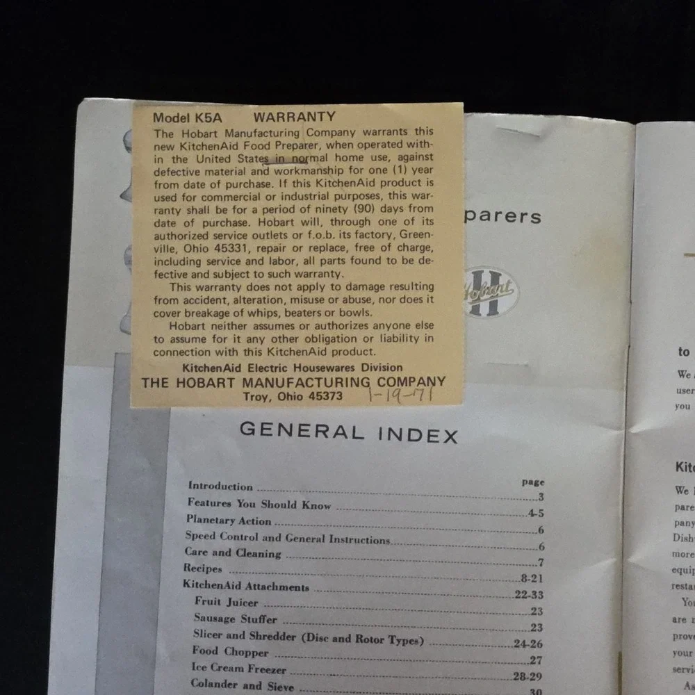 1965 KitchenAid Golden Anniversary Recipes & Instructions Booklet